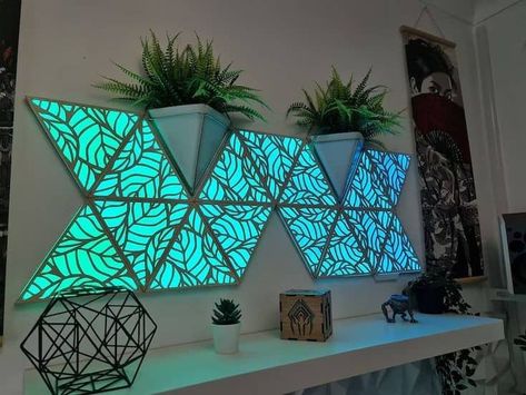 Nanoleaf Design Ideas, Nanoleaf Designs, Modele Impression 3d, Nanoleaf Aurora, Nanoleaf Lights, Pattern Overlay, Wood Table Diy, House Wall Design, Minecraft Coloring Pages