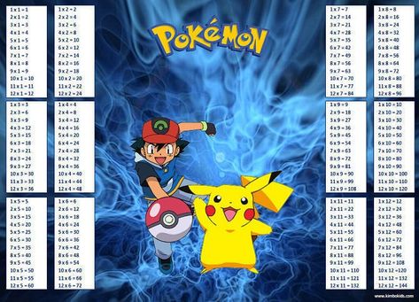 Ash & Pikachu Learning Maths Times Tables Multiplication Chart KS2 on PopScreen Maths Times Tables, Ash Pikachu, Multiplication Chart, Multiplication Table, Kids Schedule, Times Tables, In Home Garden, Learning Math, Garden Shop