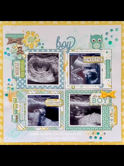 Ultrasound Scrapbook, Baby Album Ideas, Baby Boy Scrapbook Layouts, Pregnancy Scrapbook, Baby Book Ideas, Baby Scrapbook Layouts, Baby Books Diy, Baby Scrapbook Ideas, Boy Scrapbook Layouts