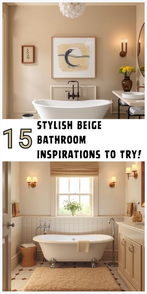 Transform your bathroom with these 15 beige design inspirations. From minimalist styles to luxurious touches, these ideas add warmth and sophistication. Beige Half Bathroom Ideas, Beige Bathroom Makeover, Beige Subway Tile Bathroom, Beige Bathroom Tile Ideas, Beige Bathroom Tile, Beige Bathrooms, Painted Beadboard, Beige Bathroom Decor, Small Full Bathroom