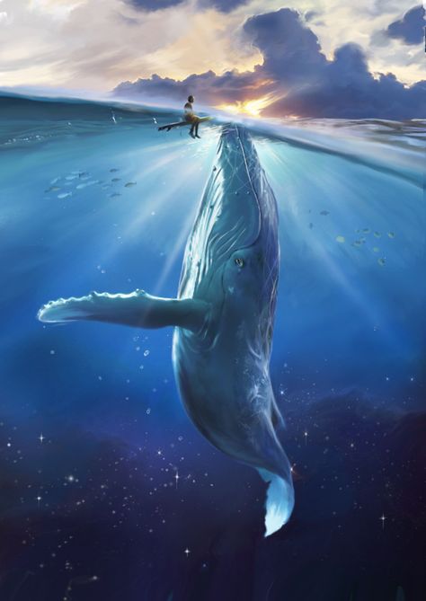 Sea Illustration Art, Ocean Art Painting, Whale Painting, Sea Illustration, Underwater Painting, Spiritual Paintings, Underwater Art, Whale Art, A Whale