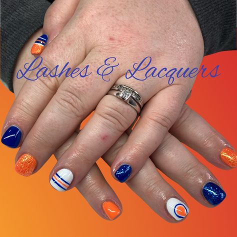 Edmonton Oilers Nails, Oilers Nails, Hockey Nails, Edmonton Oilers Hockey, Oilers Hockey, Edmonton Oilers, Pretty Stuff, Nail Ideas, Cute Nails