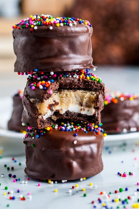 Edible Cookie Dough Cake Pops, Cookie Dough Stuffed Cupcakes, Cookie Dough Bites Candy, Cookie Dough Truffles No Bake Pillsbury, Cookie Dough Stuffed Oreos, Protein Peanut Butter Ball Recipes, Chocolate Covered Cookie Dough, Oreo Cookie Dough, Clean Eating Dessert Recipes