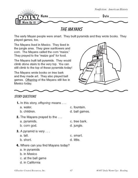 The Mayans 6 Grade Worksheets, Mayans For Kids, Aztecs For Kids, Worksheets For Middle School, Mayan History, Sequencing Worksheets, History Worksheets, Art Worksheets, Kids Math Worksheets