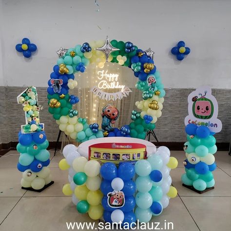 First birthday decoration Ring Backdrop, 1st Birthday Decoration, Decoration Video, Cocomelon Theme, Welcome Home Decorations, Birthday Decorations At Home, Baby Birthday Decorations, Boy Birthday Decorations, Simple Birthday Decorations