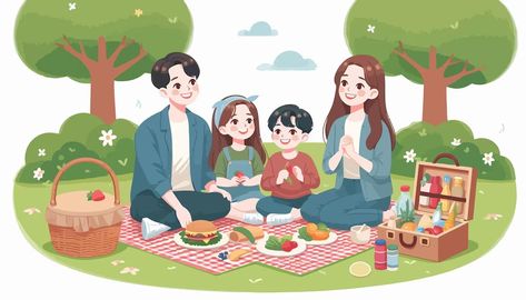 Family Pic, Colorful Illustration, Family Illustration, Stationery Templates, Business Card Maker, Flyer Maker, Poster Maker, A Picnic, Card Banner