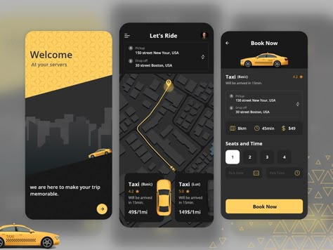 Online Taxi Booking App Concept by aPurple on Dribbble Mern Stack Developer, Taxi Booking App, App Map, Ui Ux 디자인, App Design Layout, Ux App Design, Taxi App, App Concept, Full Stack Developer