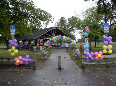 Park Pavilion Decorations, Park Pavilion Decorations Birthday, Pavilion Decorations, Park Parties, Playground Party, Flower Balloons, Birthday Party At Park, Zelda Birthday, Park Pavilion