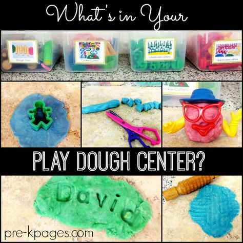 Setting Up a Play Dough Center from Pre-K Pages Play Dough Center, Preschool Playdough, Pre K Pages, Playdough Activities, Preschool Centers, Classroom Centers, Preschool Fine Motor, Center Ideas, Play Dough