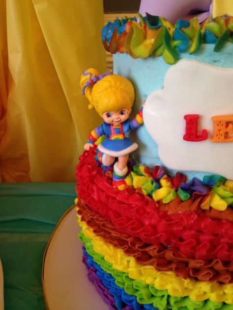 Lexie's 9th birthday with Rainbow Brite | CatchMyParty.com Rainbow Brite Cake, Rainbow Bright Party, Rainbow Brite Party, Rainbow Brite Birthday, Rainbow Brite Unicorn, Vintage Rainbow Brite, Rainbow Brite Cross Stitch, Star Sprinkles, Rainbow Pin