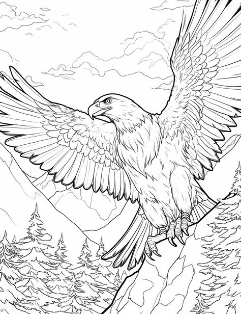 Eagles Football Coloring Pages, Eagle Coloring Pages Free Printable, Eagles Coloring Pages, Mandala Eagle, Eagle Coloring Pages, Bald Eagle Coloring Page, Wildlife Coloring Pages, Freedom And Peace, Cardinal Birds Art