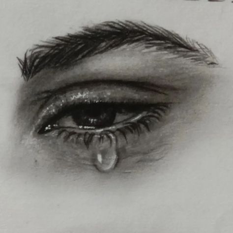 Eyes never lies 👀❤️✨ #charcoaldrawing #eyes #pencilart Crying Sketching, How To Draw Crying Eyes, Crying Eye Sketch, Eye Pencil Sketch, Crying Reference, How To Draw Tears, Eyes Sketch, Eyes Never Lie, Express My Feelings