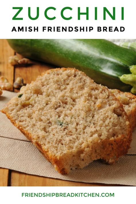 Zucchini Amish Friendship Bread Zucchini Amish Friendship Bread, Lemon Amish Friendship Bread, Chocolate Amish Friendship Bread, Amish Zucchini Bread, Amish Friendship Bread Cookies, Amish Bread Recipes From Starter, Amish Zucchini Bread Recipe, Amish Banana Bread Recipe, Amish Friendship Bread Variations