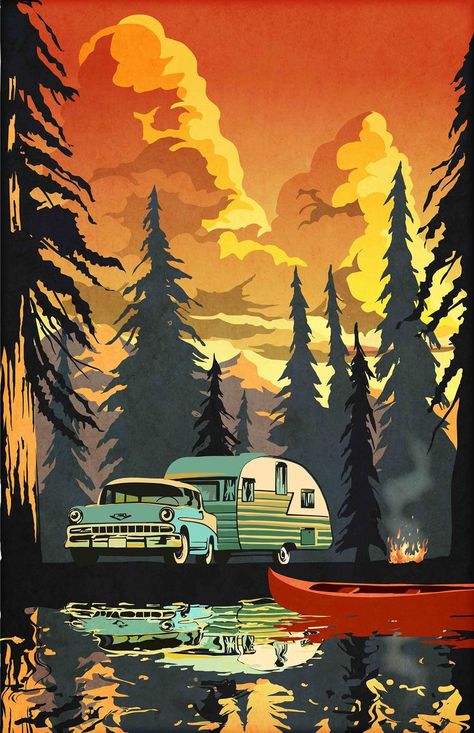 Digital Art Programs, Shasta Camper, Camper Art, Vintage Chevy, Retro Camping, Paris Roubaix, Vintage Restaurant, Retro Travel Poster, Vintage Camping