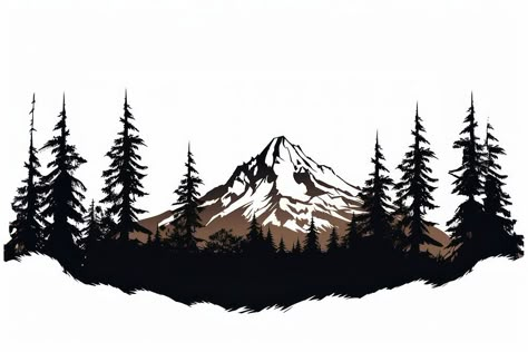 A forest and mountain wilderness silhouette outdoors. | free image by rawpixel.com Mountain Silhouette Drawing, Mountain Vector, Forest Vector, Landscape Silhouette, Marriage Signs, Forest Silhouette, Outdoor Logos, Mountain Silhouette, Silhouette Drawing