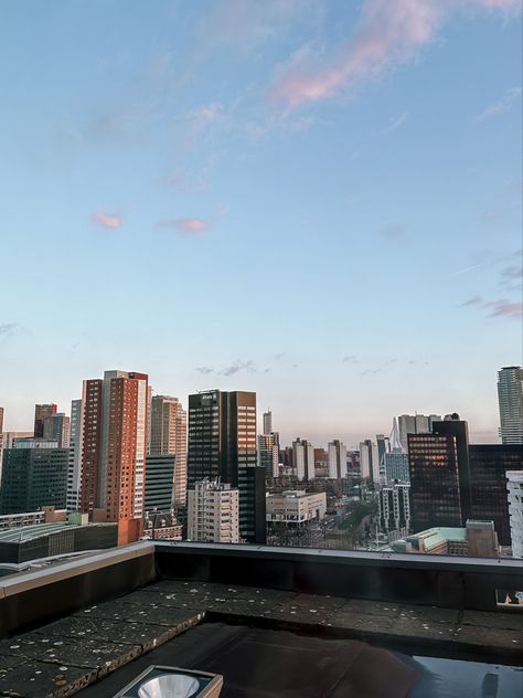 Rotterdam Aesthetic, Erasmus University Rotterdam, Rotterdam Apartment, Skyline Sunset, Rotterdam Netherlands, Travel Architecture, Apartment Aesthetic, Photography Aesthetic, College Life