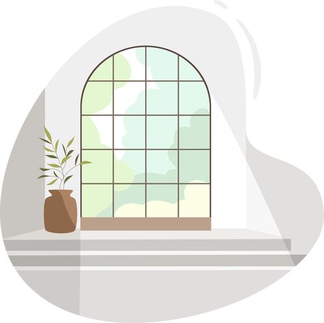 Big Window Drawing, Window Vector Illustration, Sunroom White, Window Sunroom, Interior Design Clipart, Sketch Book Drawing Ideas, Windows Illustration, Windows Background, Christmas Phone Backgrounds