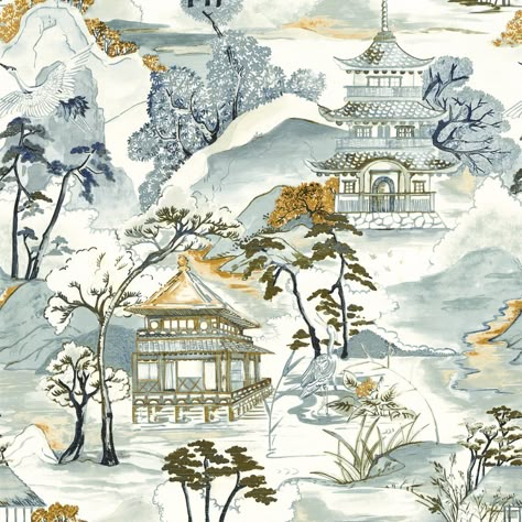 Casamance Nara Wallpaper 7531 7531 02 02 | James Dunlop Textiles Souvenir Art, Traditional Chinese Art, Home 3d, Rose Flower Wallpaper, Floral Fabrics, Missoni Home, Mind The Gap, York Wallcoverings, Japanese Landscape