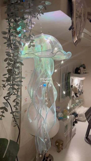 Jelly Fish Room Decoration, Jellyfish Hanging Lights, Jellyfish Room Decor Aesthetic, Jellyfish Room Ideas, Room Decor Jellyfish, Jellyfish Interior Design, Ceiling Jellyfish, Aesthetic Room Decor Things, Jellyfish Lamp Aesthetic