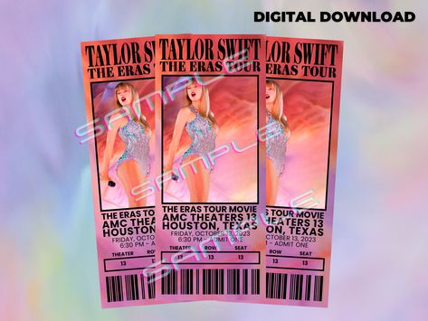 Fake Ticket, Concert Gift, Custom Tickets, Movie Ticket, Taylor Swift Eras Tour, Taylor Swift Eras, Movie Tickets, Home Movies, Concert Tickets