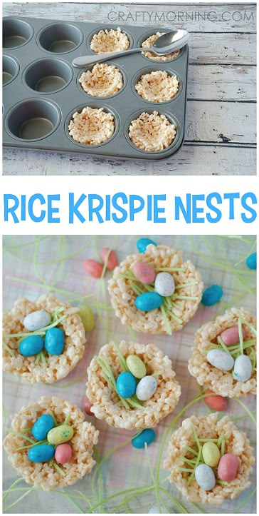 Rice Krispie Nests, Easter Fun Food, Easy Easter Treats, Easter Nests, Easter Snacks, Easy Easter Crafts, Ideas For Easter Decorations, Ideas For Easter, Rice Krispie