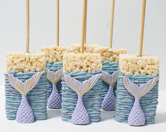 Mermaid Treats, Ariel Birthday Party, Mermaid Cookies, Mermaid Birthday Party Decorations, Mermaid Theme Birthday Party, Ariel Birthday, Rice Krispies Treats, Rice Recipes For Dinner, Krispies Treats