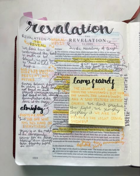 Revelation Bible Notes, Bible Verse Annotations, Bible Annotations Key, Revelations Bible Journaling, Revelation Bible Journaling, Interleaved Bible Notes, Revelation 1 Bible Journaling, Bible Journaling Sticky Notes, Bible Journaling Revelation