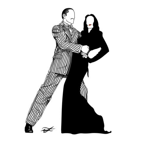 Morticia Addams Desenho, Adams Family Thing Tattoo, Addams Family Silhouette, Mortician And Gomez Tattoo, Morticia Addams Drawing, The Addams Family Art, The Addams Family Wallpaper, Addams Family Art, Addams Family Pumpkin Painting