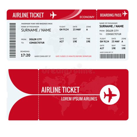 Airline ticket or boarding pass for traveling by plane isolated on white. Vector illustration. vector illustration Airlines Branding, Ghost Rider Wallpaper, Fly Travel, Boarding Pass Template, Airplane Vector, Airline Ticket, Army Pics, Ticket Design, Airplane Tickets