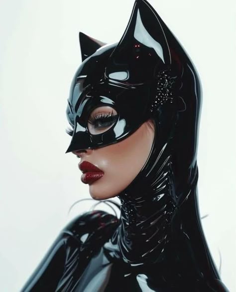 Cat Woman Makeup Halloween, Cyberpunk Catwoman, Cat Women Makeup, Catwoman Photoshoot, Cat Woman Tattoo, Cat Woman Makeup, Cat Woman Aesthetic, Cat Woman Mask, Catwoman Aesthetic