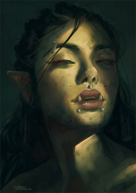 Southern Gothic Dnd Character, Half Orc Woman, Half Orc Dnd, Orc Character Design, Half Orc Female, Orc Art, Orc Female, Dnd Orc, Female Orc