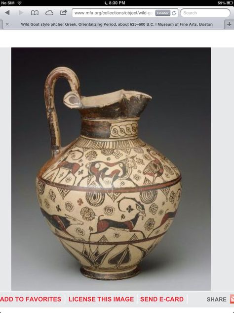 Greek B.C. Pottery History, Wild Goat, Historic Ceramics, Ancient Greek Pottery, Contemporary Pottery, Greek Pottery, Ancient Greek Art, Greek Vases, Ancient Pottery