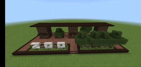 Minecraft Zoo Entrance Ideas, Minecraft Zoo Entrance, Zoo Entrance, Minecraft Idea, Zoo Ideas, Animal Crossing, Gazebo, Minecraft, Entrance