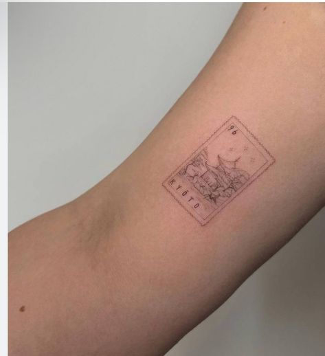 Location Tattoo, Envelope Tattoo, Virgo Tattoo Designs, Minimal Tattoo Ideas, Maching Tattoos, Temple Tattoo, Stamp Tattoo, Japan Instagram, Small Girly Tattoos