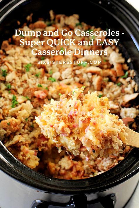 Dump And Go Casserole Dinners - Six Sisters' Stuff Dump And Go Casseroles, Easy Casserole Dinners, Six Sisters Recipes, Casserole Dinners, Ham And Potato Casserole, Zucchini Casserole Recipes, Dinner Casserole Recipes, Easy Dinner Casseroles, Chex Mix Recipes