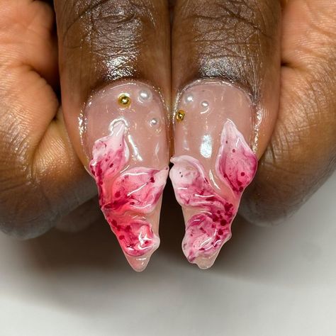 (Chii) (@setgyallery) • Instagram photos and videos Orchid Nails, Half Flower, How To Grow Nails, Pretty Nail Designs, Classy Acrylic Nails, Really Cute Nails, Neutral Nails, Fire Nails, Dream Nails