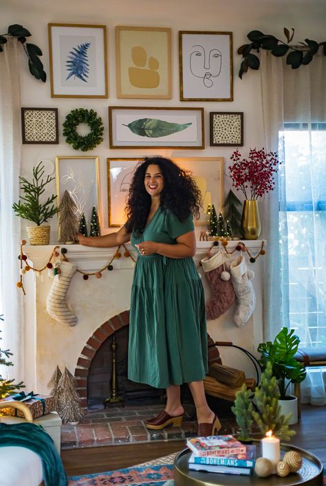 Who’s ready to start decorating for the holidays? Head to the blog to see how we brought a little boho flair to traditional holiday decor with @target #targetstyle Boho Fireplace Ideas, Mantle Decor Boho, Bathroom Renovation Shower, Boho Ideas, Future Space, Target Holiday, Bathroom Shower Design, Justina Blakeney, Holiday Vibes