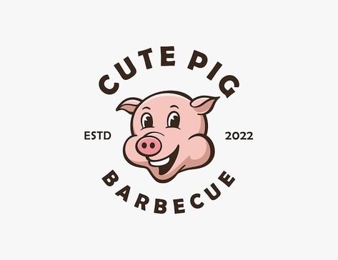 Pig Logo, Meat Products, Pig Design, Pig Character, Frog Illustration, Character Logo, Logo Mascot, Cute Guinea Pigs, Cute Pig