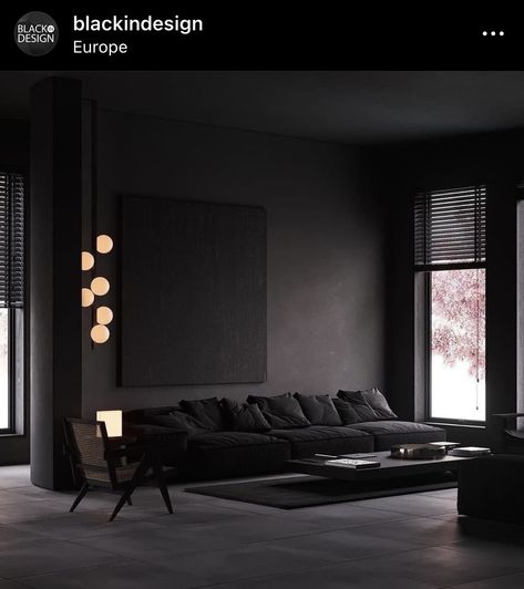 All Black Room, Dark Lounge, Dark Apartment, Dark Minimalist, Dark Grey Rooms, Black Bedroom Design, Black Rooms, Casio Vintage, Dark Living Rooms