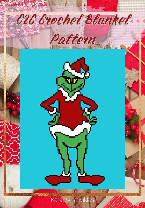 C2c Crochet Blanket Pattern, Der Grinch, C2c Crochet Blanket, Cosy Blanket, Crochet Blanket Pattern, C2c Crochet, Double Crochet Stitch, The Grinch, Crochet Blanket Patterns