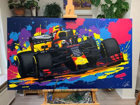 Formula 1 Art Paintings, F1 Painting Ideas, F1 Art Paintings, Formula 1 Painting, F1 Painting, F1 Artwork, Marvel Paintings, Bull Painting, F1 Art