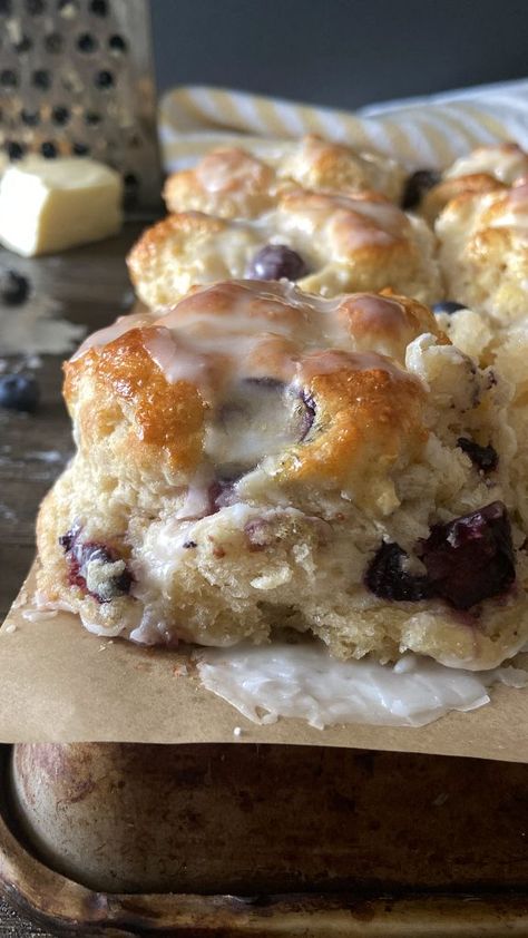 Iced Blueberry Biscuits - Baking It Beautiful Blueberry Cream Cheese Biscuits, Blueberry Swim Biscuits, Bo Berry Biscuit Recipe, Boberry Biscuits Recipes, Blueberry Biscuits With Glaze, Bisconie Recipe, Blueberry Biscuits Recipe, Berry Biscuits, Large Biscuits