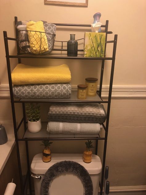 Over Toilet Rack Decor, Bathroom Rack Over Toilet, Over The Toilet Rack Decor, Diy Bathroom Shelf Storage, Over Toilet Rack, Toilet Rack Decor, Bathroom Behind Toilet Decor, Bathroom Over The Toilet Ideas, Over The Toilet Decor