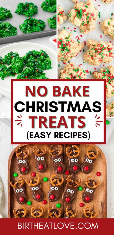 No bake Christmas treats to make with kids! You have to try these no bake Christmas cookies! You'll find cute Christmas snacks and treats that are easy to make. Easy Christmas cookies to make with store bought cookies for when you need quick Christmas cookies for a party, Christmas activity or gift!  #easyholidaytreats #nobakecookies #christmastreats #easychristmascookies Easy Christmas Treats To Give As Gifts, Christmas Baking Crafts, Easy Christmas Treats For Neighbors, Easy Xmas Treats, Super Easy Christmas Treats, Easy No Bake Christmas Desserts, Easy No Bake Cookies 4 Ingredients, Cute Treats To Make, Easy Christmas Desserts No Bake