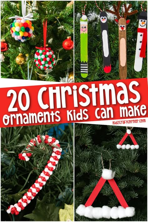 Homemade Ornaments Christmas Kids, Kid Christmas Ornament Crafts, Easy School Christmas Crafts, Easy Kindergarten Christmas Ornaments, Classroom Christmas Tree Decorations, Making Christmas Ornaments With Kids, Diy Paper Ornaments For Kids, Easy Classroom Ornaments, Christmas Crafts Ornaments Kids