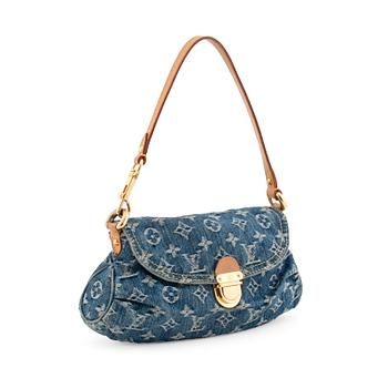 LOUIS VUITTON, a blue denim monogram "Mini Pleaty" shoulder bag, limited edition Cruise Collection 2007. - Bukowskis Louis Vuitton Denim Bag, Louis Vuitton Denim, Louis Vuitton Limited Edition, Cruise Collection, Jeans Bag, Louis Vuitton Shoulder Bag, Denim Bag, Nordic Design, Lv Bag