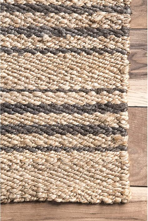 Amazon.com: nuLOOM Hand Loomed Sandy Jute Area Rug, 4' x 6', Natural: Furniture & Decor Striped Jute Rug, Jute Natural Rug, Jute Rug Living Room, Lauren Liess, Elevated Homes, Jute Runner, Jute Area Rug, Natural Jute Rug, Solid Color Rug