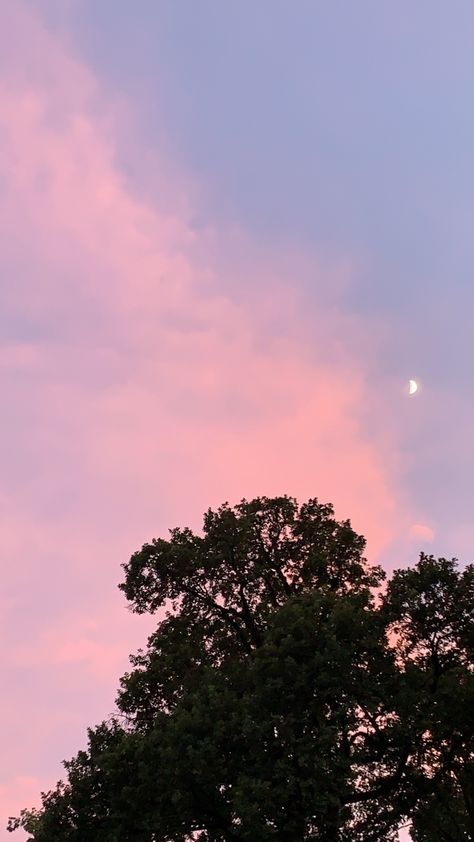 Random Sunset Pics, Cloud Pics Sky, Pink Sky Instagram Story, Pink Sky With Moon, Pink Skies Aesthetic, Pink Moon Aesthetic, Pink Night Sky, Pink Sky Aesthetic, Pink Sky Sunset