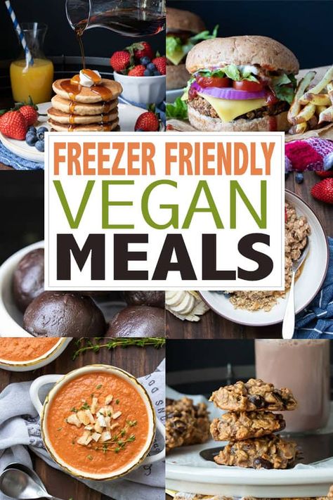 This collection of vegan freezer meals will be the perfect solution for those busy nights! These are easy to double and save for the freezer. #veganfreezermeals #mealpreprecipes Make Ahead Vegan Freezer Meals, Vegetarian Make Ahead Meals To Freeze, Plant Based Freezer Meals Make Ahead, Vegan Recipes Freezer Meals, Vegan Postpartum Recipes, Easy Vegan Freezer Meals, Vegan Meal Prep Freezer Meals, Easy Vegetarian Freezer Meals, Vegan Meals To Freeze