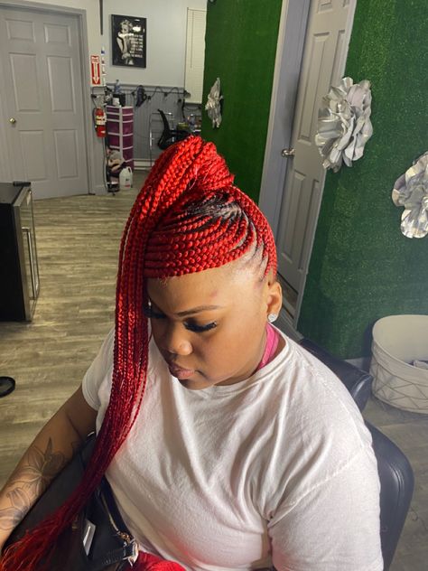 Braided feeder ponytail styled by bejeweled braids ✨ Feeders Braids, Swoop Ponytail, Feeder Braids, Black Box Braids, Braiding Hairstyles, Quick Braided Hairstyles, Braided Hair, Ponytail Styles, Crochet Braids